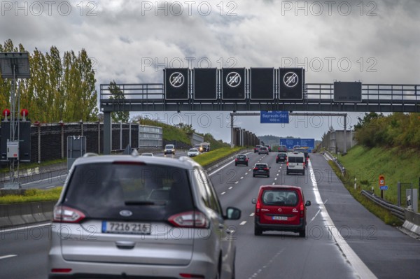 Electronic traffic control on the A9 motorway, Bayreuth, Upper Franconia, Bavaria, Germany