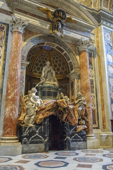 Opulently designed tomb of Pope Alexander VII in St. Peter's Basilica, Basilica of St. Peter's Basilica, Vatican, Rome, Lazio, Italy