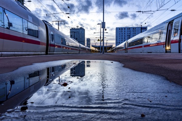 ICE trains, in Essen main station, on the platform, North Rhine-Westphalia, Germany
