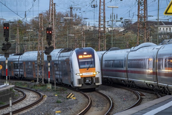 ICE train, RRX train, entering Essen Central Station, North Rhine-Westphalia, Germany