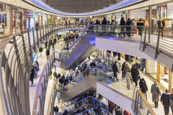 Königsbau Passagen shopping center. Interior view with people. Stuttgart, Baden-Württemberg, Germany