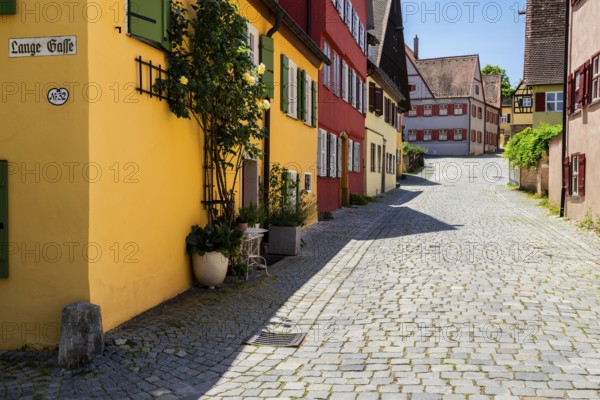 Colorful houses, Old historical city of Dinkelsbühl, middle Franconia, Bavaria, Germany