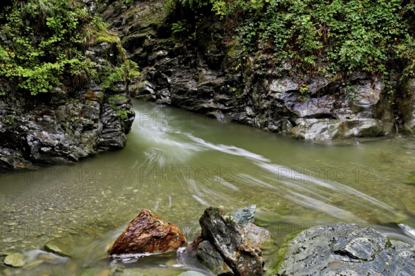 Diosaz mountain river in the gorge, Gorges de la Diosaz, Les Houches, Chamonix-Mont-Blanc, Haute-Savoie, France