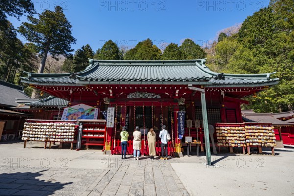 Worshippers at Shinto Shrine, Hakone Shrine, Hakone, Japan