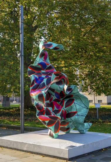 Yinka Shonibare, steel reinforcement with hand-painted fibreglass heart casting, artwork in front of the PalaisPopulaire, former Prinzenpalais Unter den Linden, Berlin, Germany
