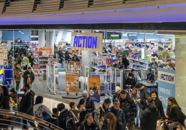 Action, Dutch non-food discounter with more than 3000 branches in 13 European countries. Bargain market at Königsbau Passagen shopping center in Stuttgart, Baden-Württemberg, Germany