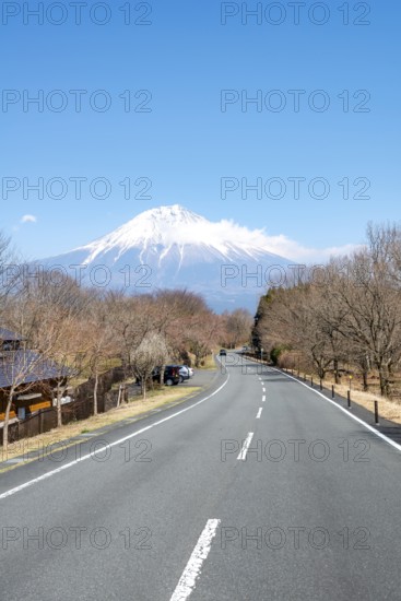 Road leads to Mount Fuji volcano, wanderlust, Yamanashi Prefecture, Japan
