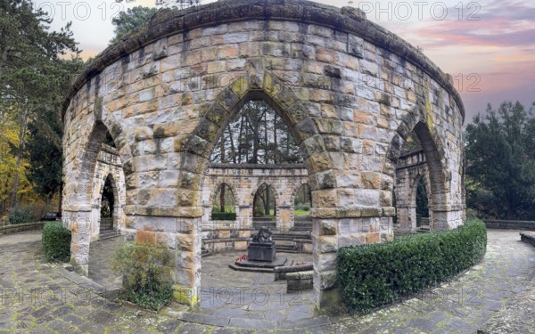 Memorial in memory of for in honor of the dead from the wars In the Wittringer Wald recreation area, Gladbeck, North Rhine-Westphalia, Germany