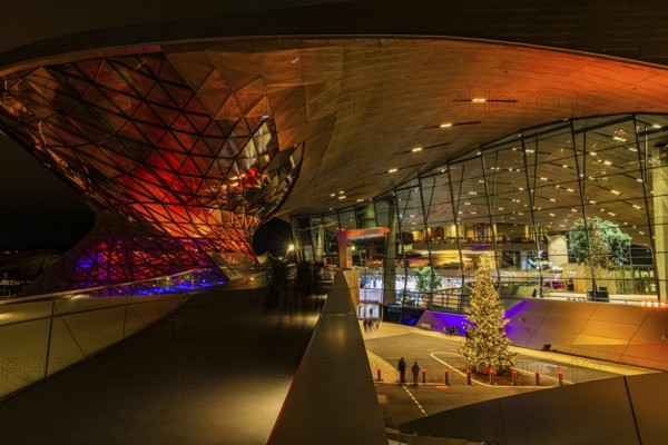 Bundbeleuchtete BMW-Welt, Petuelring, Munich, Upper Bavaria, Bavaria, Germany