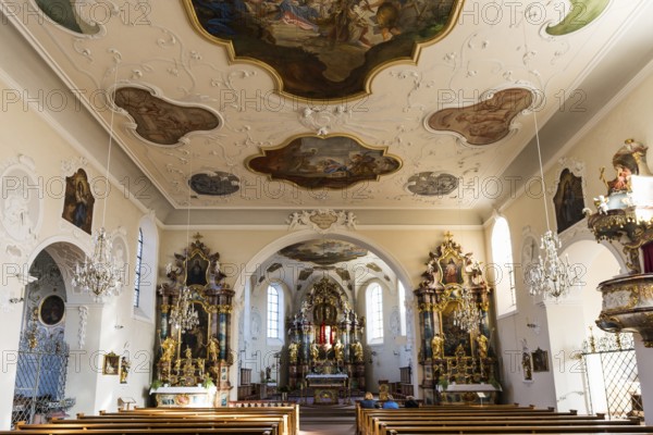 Interior view, monastery church, St. Märgen, Southern Black Forest, Black Forest, Baden-Württemberg, Germany