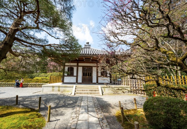 Ryoan-ji temple buildings, Zen Buddhist temple complex, in spring, Kyoto, Japan