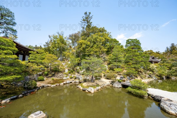 Japanese Garden with Pond, North Garden, Kitaniwa or Hokutei Garden, Ninna-ji Goths, Buddhist Temple Complex, Kyoto, Japan