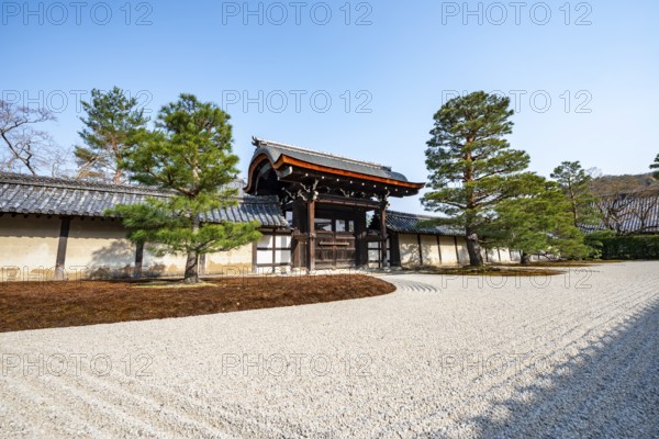 Kare-san-sui rock garden, Zen garden, Tenryu-ji, Zen Buddhist temple complex, Sagatenryuji Susukinobabacho, Kyoto, Japan