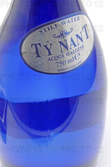 Mineral water, Ty Nant, in blue designer bottle, water from Wales, is considered one of the best spring water in the world