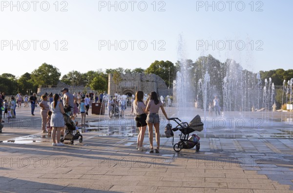 Water feature at King Milam Square, behind the fortress's Stambol Gate, Old Town, Niš, Serbia