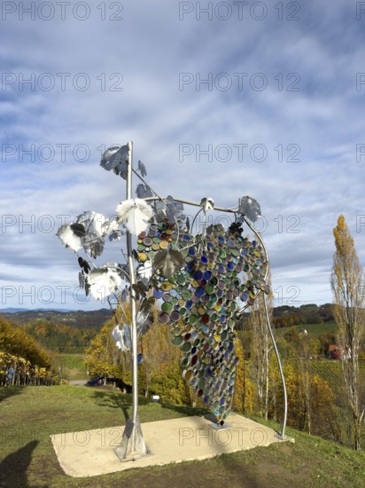 Glass sculpture, largest grape in the world, Eorykogel, Leutschach, South Styrian hills, South Styrian wine route, Styria, Austria