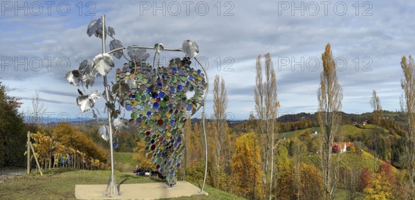 Glass sculpture, largest grape in the world, Eorykogel, Leutschach, South Styrian hills, South Styrian wine route, Styria, Austria