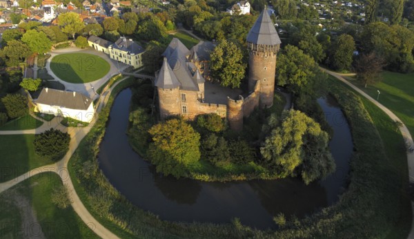 Aerial view of Linn Krefeld Castle, North Rhine-Westphalia, Germany