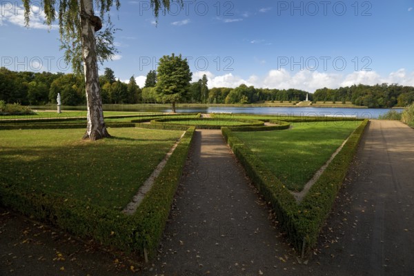 Rheinsberg Castle Park with View of Lake Grienerick, Ruppiner Land, Brandenburg, Germany