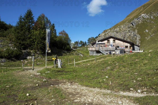 Obere Traualpe am Traualpsee, Allgäu Alps, Tannheim, Tyrol, Austria