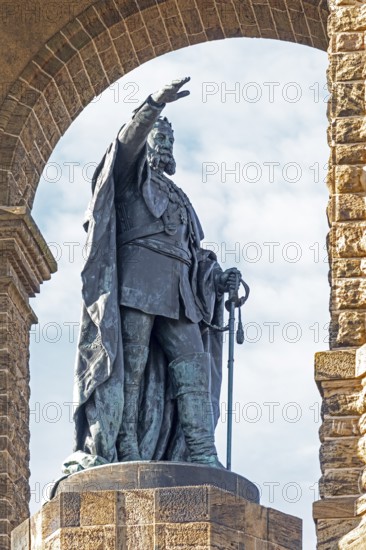 Statue, Kaiser Wilhelm Memorial, Porta Westfalica, North Rhine-Westphalia, Germany