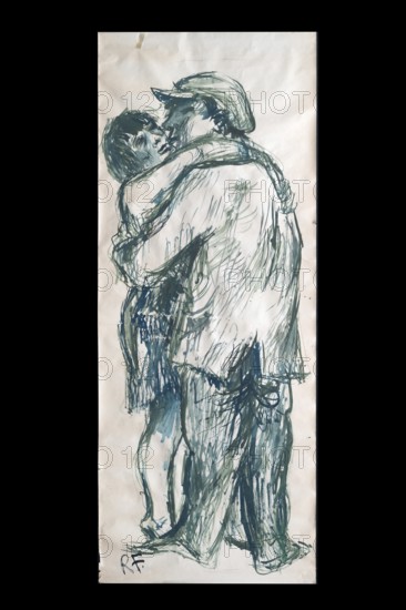 Original caricature, Berlin milieui from the 1940s, by artist Rudolf Führmann, 1909 to 1976, Lüneburg, Lower Saxony, Germany