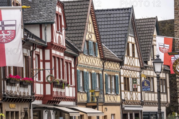 The old town of Ahrweiler, half-timbered houses in Ahrhutstraße, renovated, restored, partly rebuilt after the flood in the Ahr Valley in July 2021, Rhineland-Palatinate