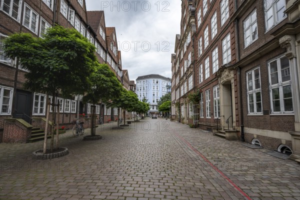 Historic brick buildings in Peterstraße, Komponistenviertel, Neustadt, Hamburg, Germany