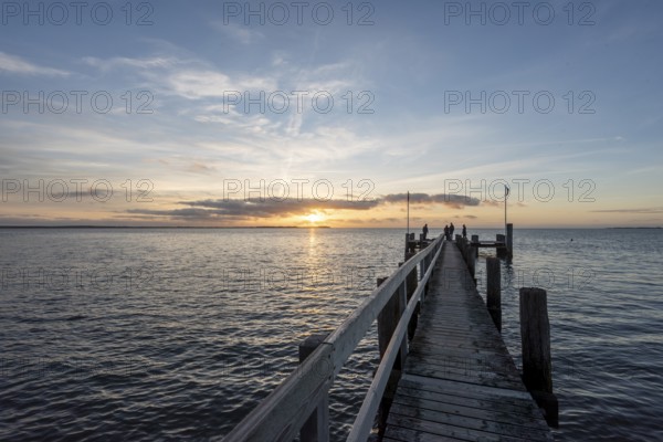Sunset over the North Sea near Utersum, Föhr Island, Schleswig-Holstein, Germany