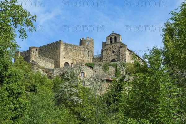 Saint Andre de Chalencon village. Castle and Chapel of Chalencon. Haute Loire. Auvergne Rhone Alpes. France