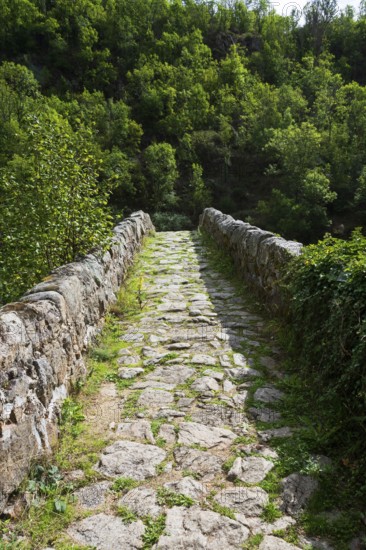 Saint Andre de Chalencon village. Devil's Bridge. Haute Loire. Auvergne Rhone Alpes. France