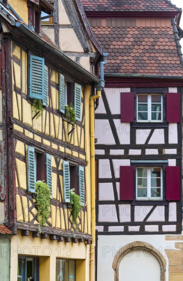 Historic half-timbered houses in the old town centre of Colmar, France