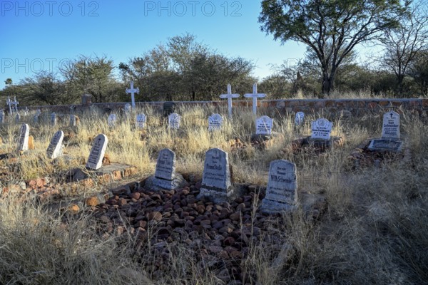Graves at the German military cemetery at Waterberg, Otjozondjupa region, Namibia