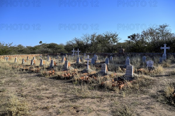 Graves at the German military cemetery at Waterberg, Otjozondjupa region, Namibia
