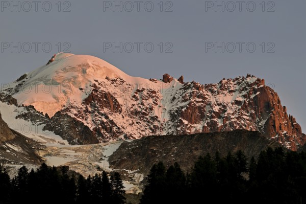 Snow-covered Aiguille Verte, Chamonix-Mont-Blanc, Haute-Savoie, France