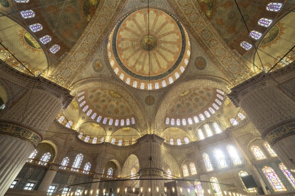 Domes of the Blue Mosque or Sultan Ahmed Mosque in Istanbul, Turkey