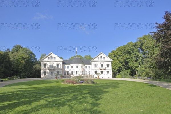 Classicist Villa Eugenia built in 1787, ornamental garden, princely garden, Hechingen, Swabian Alb, Baden-Württemberg, Germany
