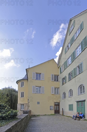 Hölderlin Tower, memorial to Friedrich Hölderlin, tourists, rest, Tübingen, Neckar Valley, Baden-Württemberg, Germany