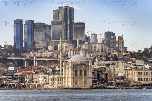 The Ortaköy Mosque on the Bosphorus in Besiktas, Istanbul, Turkey