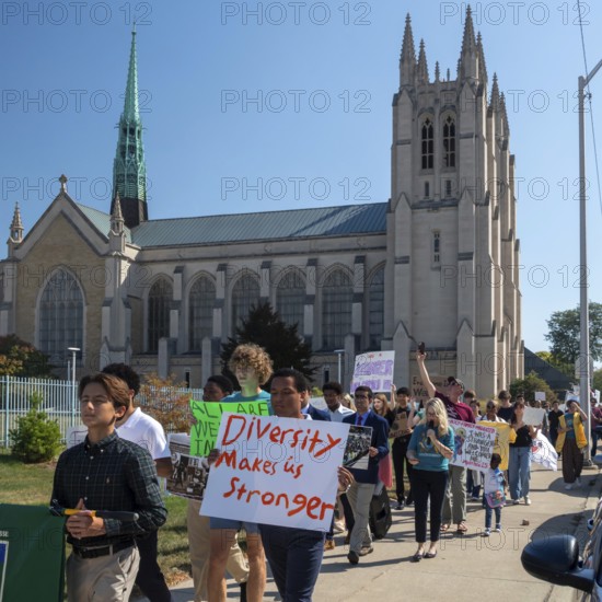 Detroit, Michigan USA - 5 October 2025 - The Catholic Archdiocese of Detroit marks the World Day of Migrants & Refugees with a pilgrimage walk followed by a mass lead by Archbishop Edward Weisenburger. The event was held at the Blessed Sacrament Cathedral