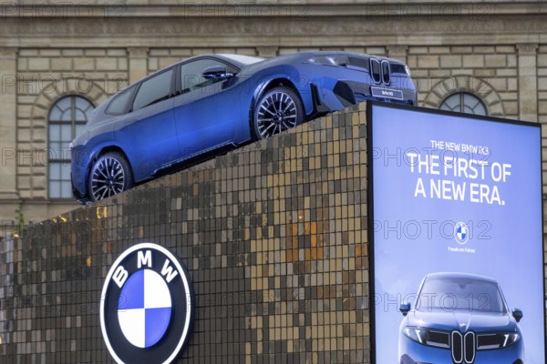 Munich, Germany - 10.9.2025: An electric BMW iX3 during the IAA Open Space at the IAA Mobility 2025 (International Motor Show) in Munich