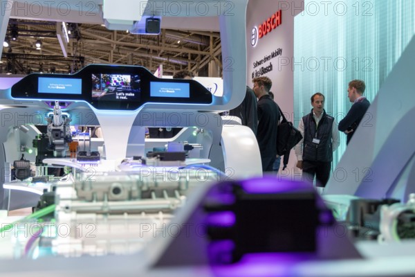 Munich, Germany - 10.9.2025: Products from the German manufacturer BOSCH during the IAA Mobility 2025 (International Motor Show) in Munich