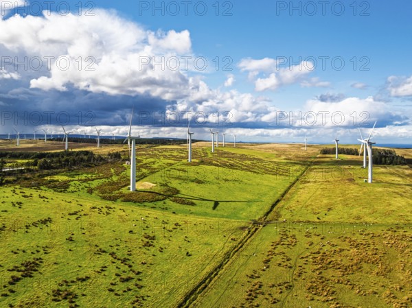Wind Farm from a drone in southeast Scotland, UK