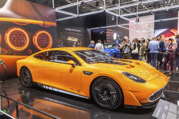 Exhibition stand from Mercedes. Concept AMG GT XX. IAA MOBILITY in Munich. The motor show presents itself as a holistic mobility trade fair. Cars continue to take centre stage, however, and Chinese manufacturers are gaining ground. Munich, Bavaria, Germany