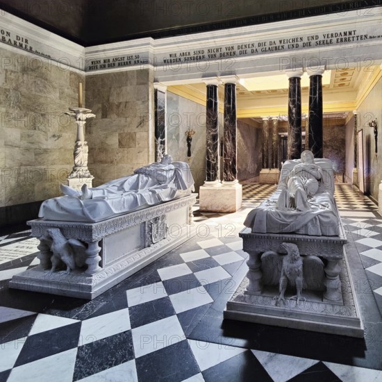 Charlottenburg Mausoleum with the marble sarcophagi of Emperor Wilhelm I and Queen Luise, Charlottenburg Palace, Berlin, Germany