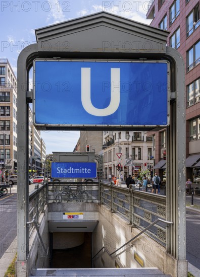 Entrance to Stadtmitte underground station, Berlin, Germany