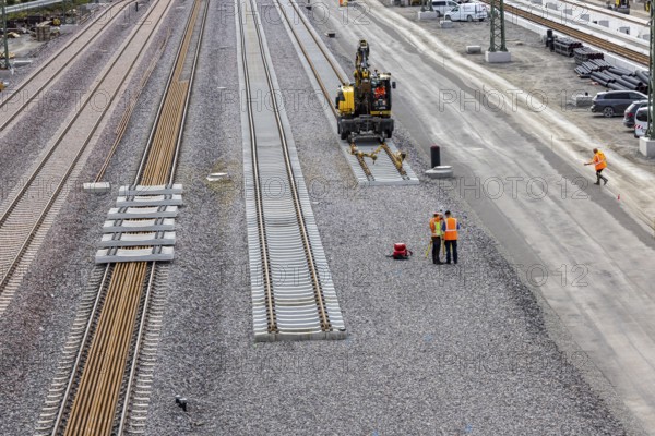 New Untertürkheim railway sidings. Train services are being reorganised as part of Stuttgart 21. Among other things, 33 sidings are being built. Stuttgart, Baden-Württemberg, Germany