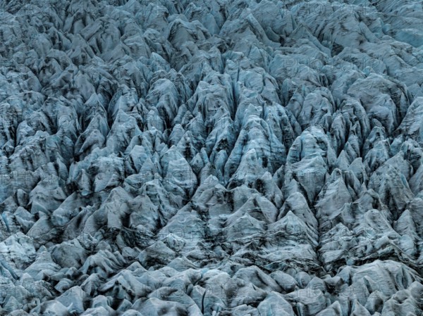 Glacier, glacier tongue, summer, evening mood, clouds, aerial view, Fjallsjökull, Vatnajökull National Park, Iceland
