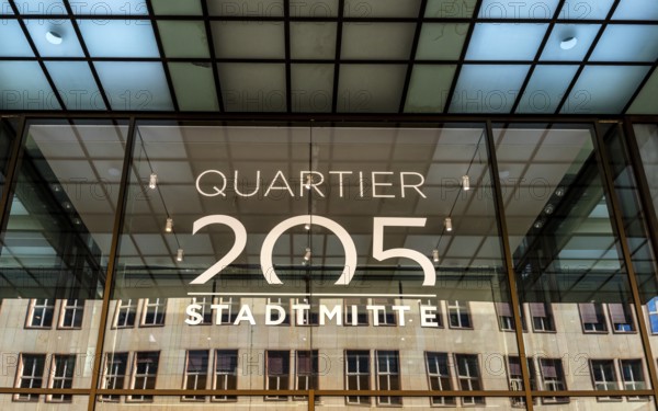 Main entrance to commercial property, partially vacant Shopping Quartier 205 on Friedrichstrasse and Mohrenstrasse, Berlin, Germany