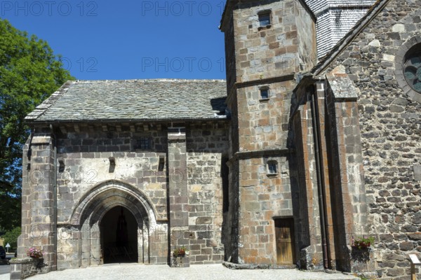 Compains, Saint Georges church, Auvergne Volcanoes Regional Park, Cezallier region, Puy de Dome, Auvergne Rhone Alpes, France